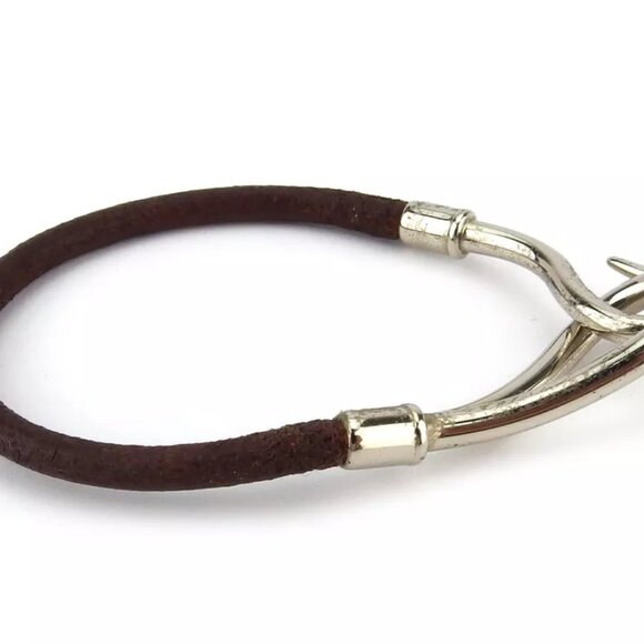 HERMES bracelet leather ?~ Silver Material Authentic used T18046 - Picture 4 of 9